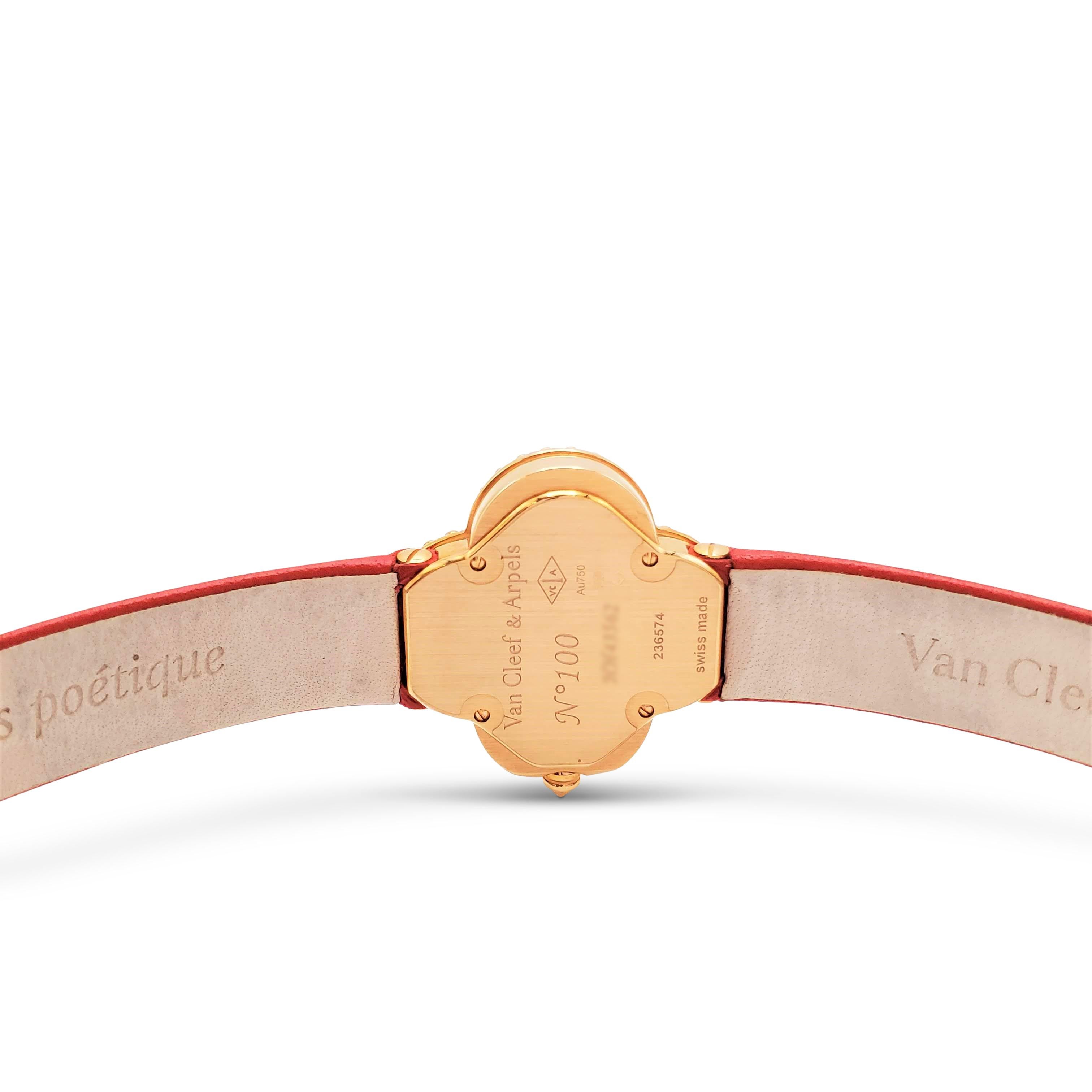 Van Cleef & Arpels 'Alhambra' Carnelian Dial Watch, Small Model In Excellent Condition In New York, NY