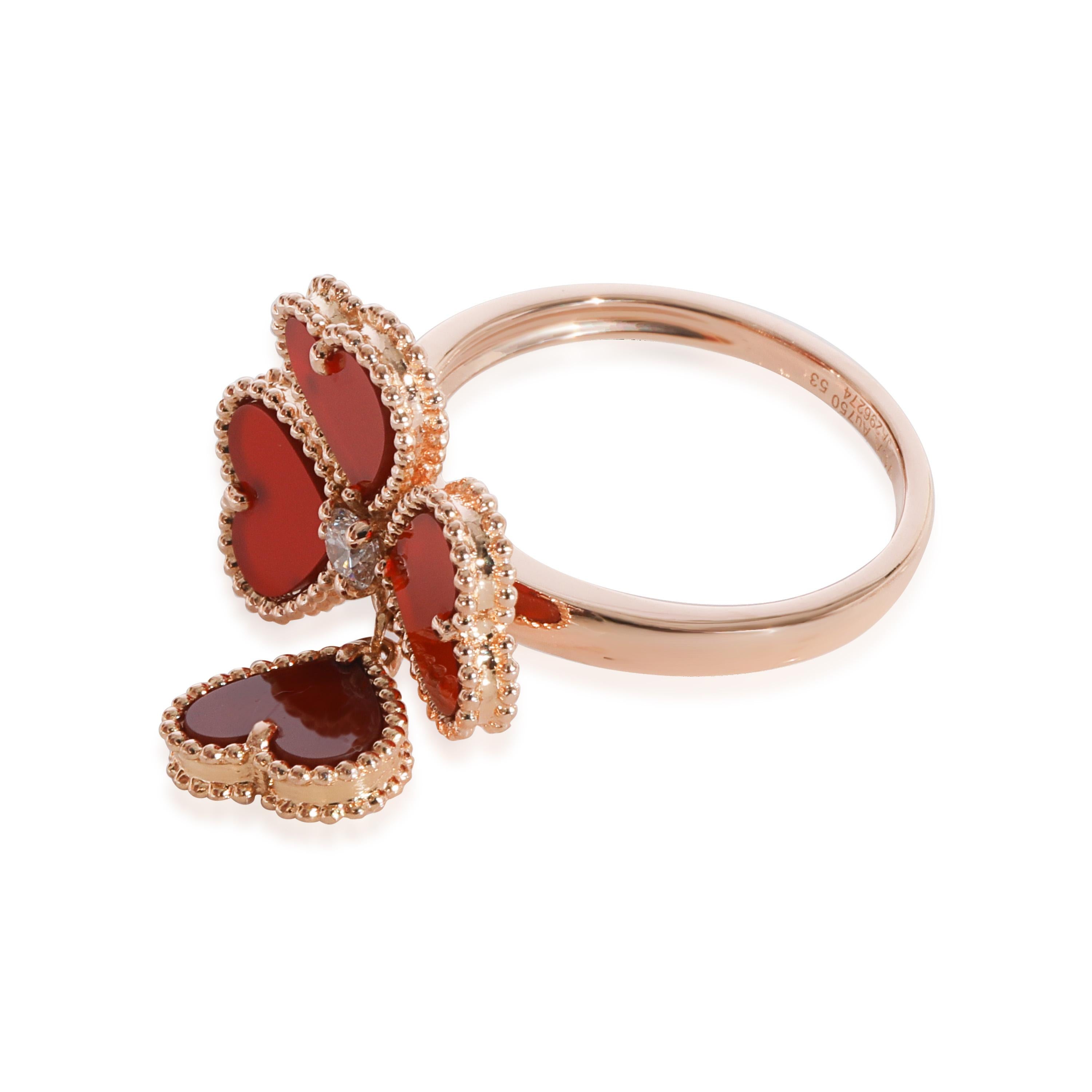 Van Cleef & Arpels Alhambra Karneol  Süß  Effeuillage  Ring aus 18 Karat Roségold für Damen oder Herren