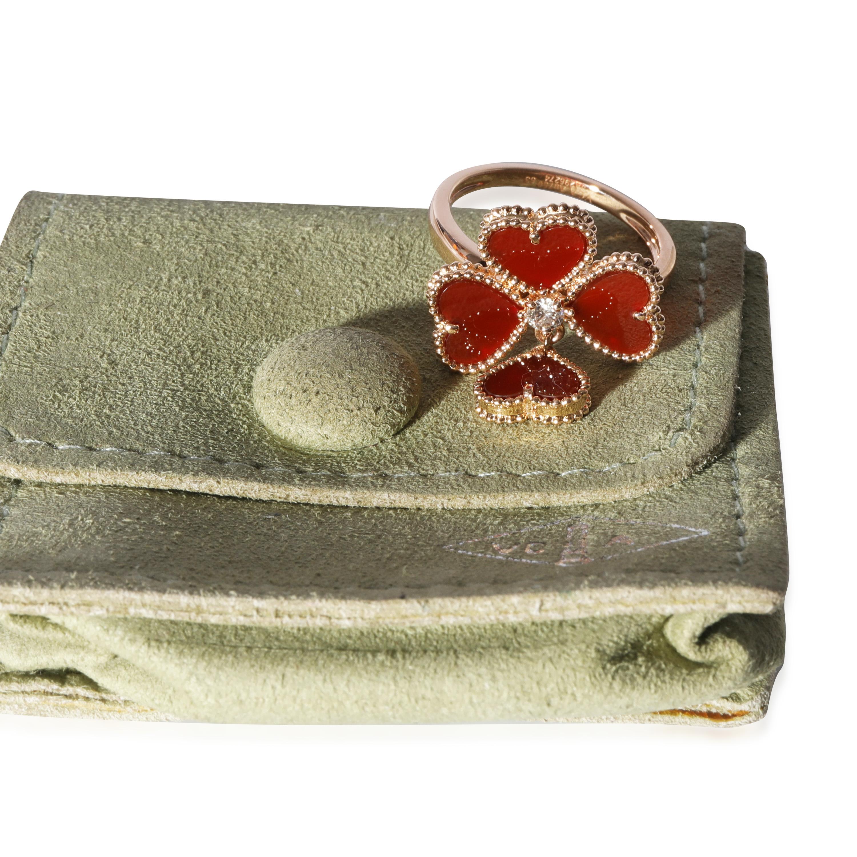 Van Cleef & Arpels Alhambra Karneol  Süß  Effeuillage  Ring aus 18 Karat Roségold 1