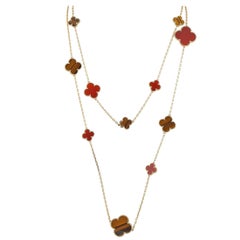 Van Cleef
Arpels Alhambra Carnelian Tiger
s Eye 16-Motif Necklace VC21-110425