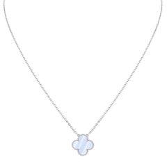Van Cleef & Arpels Alhambra Chalcedony Pendant Necklace in 18k White Gold