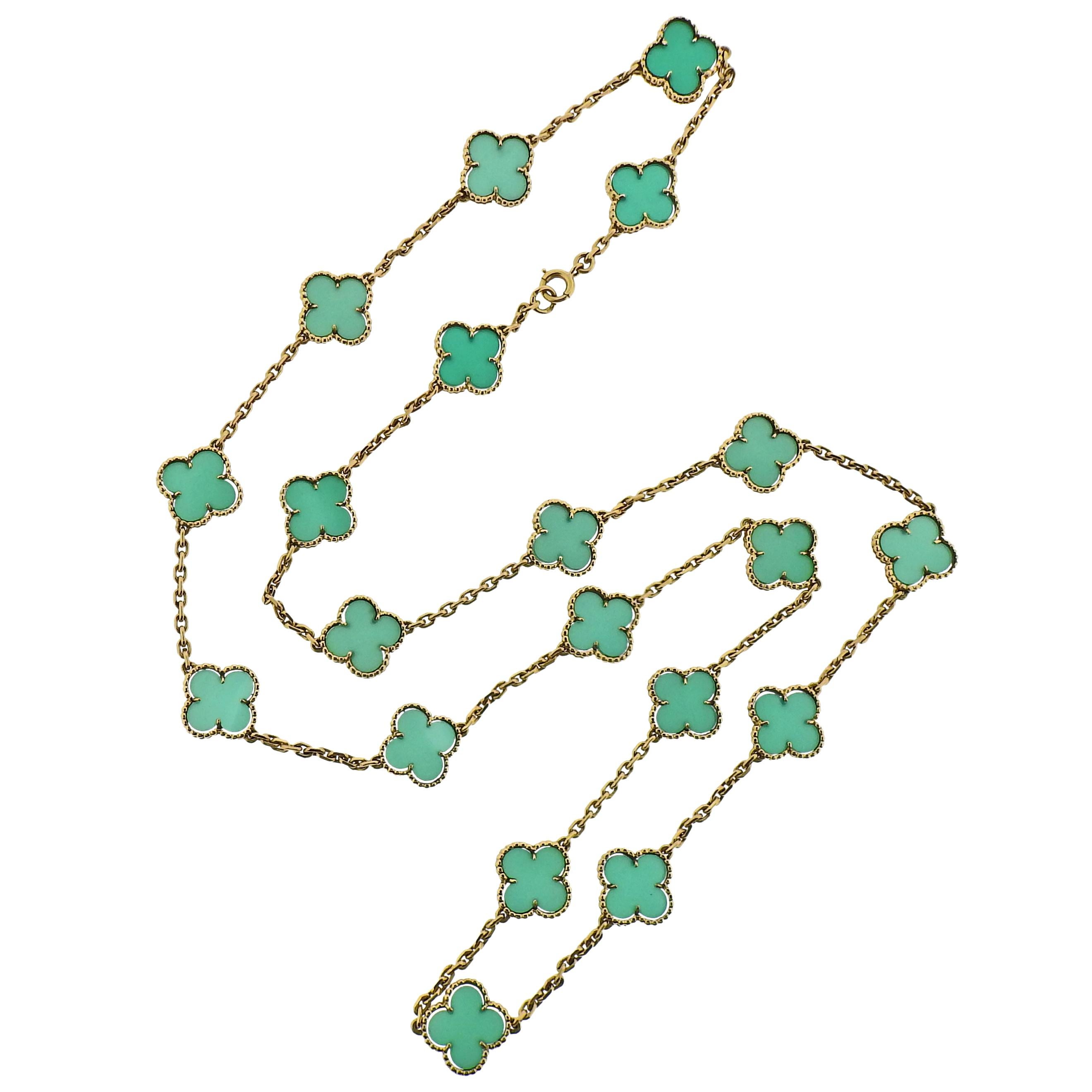 Van Cleef & Arpels Alhambra Chrysopras 20 Motiv-Halskette (Rundschliff)