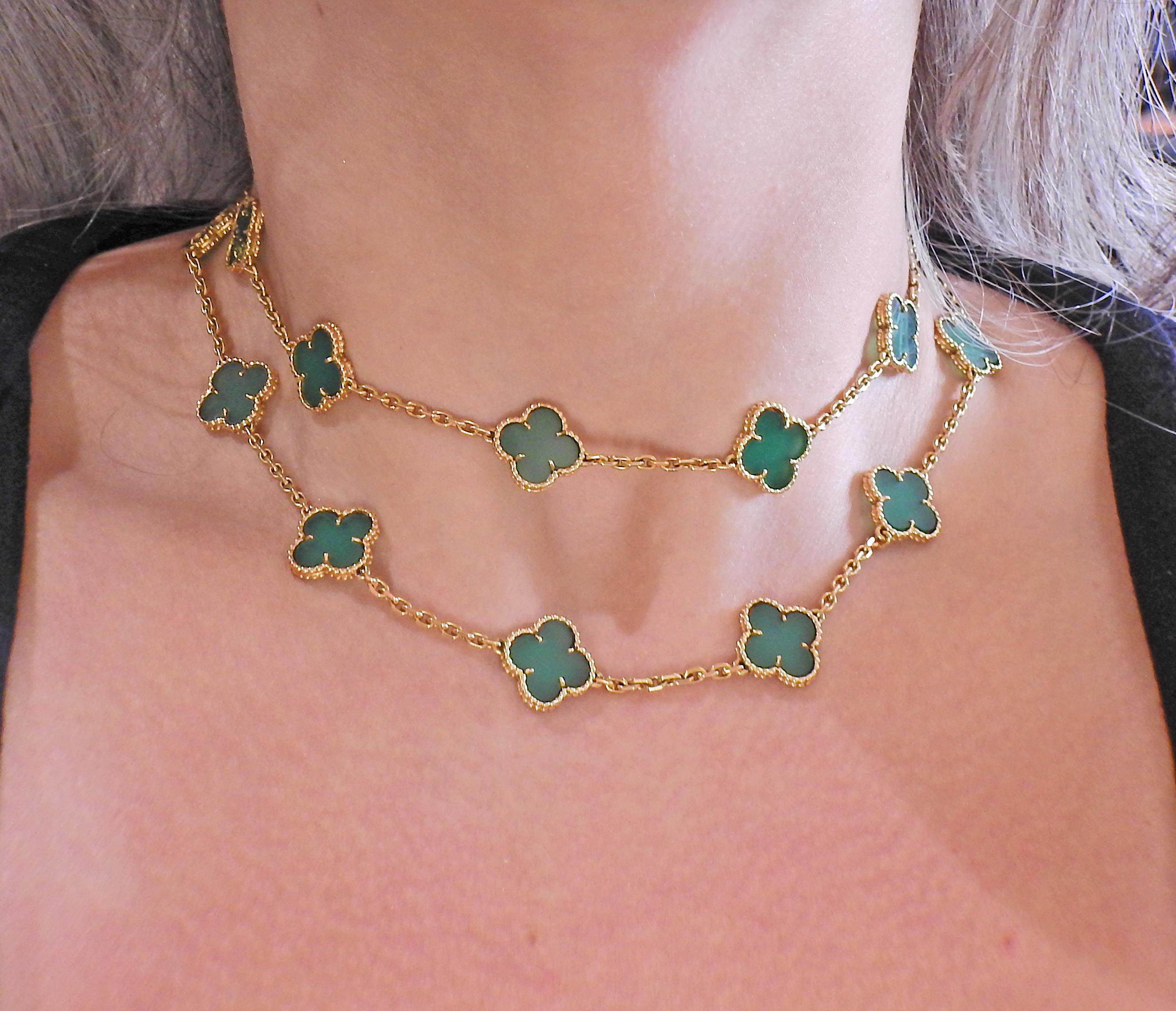 Van Cleef & Arpels Alhambra Chrysopras 20 Motiv-Halskette 1