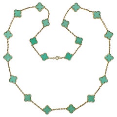 Van Cleef & Arpels Alhambra Chrysoprase 20 Motif Necklace