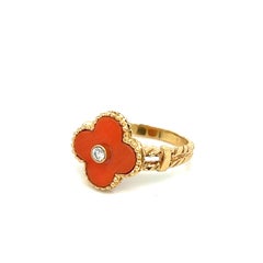 Van Cleef & Arpels Alhambra Coral Diamond Ring