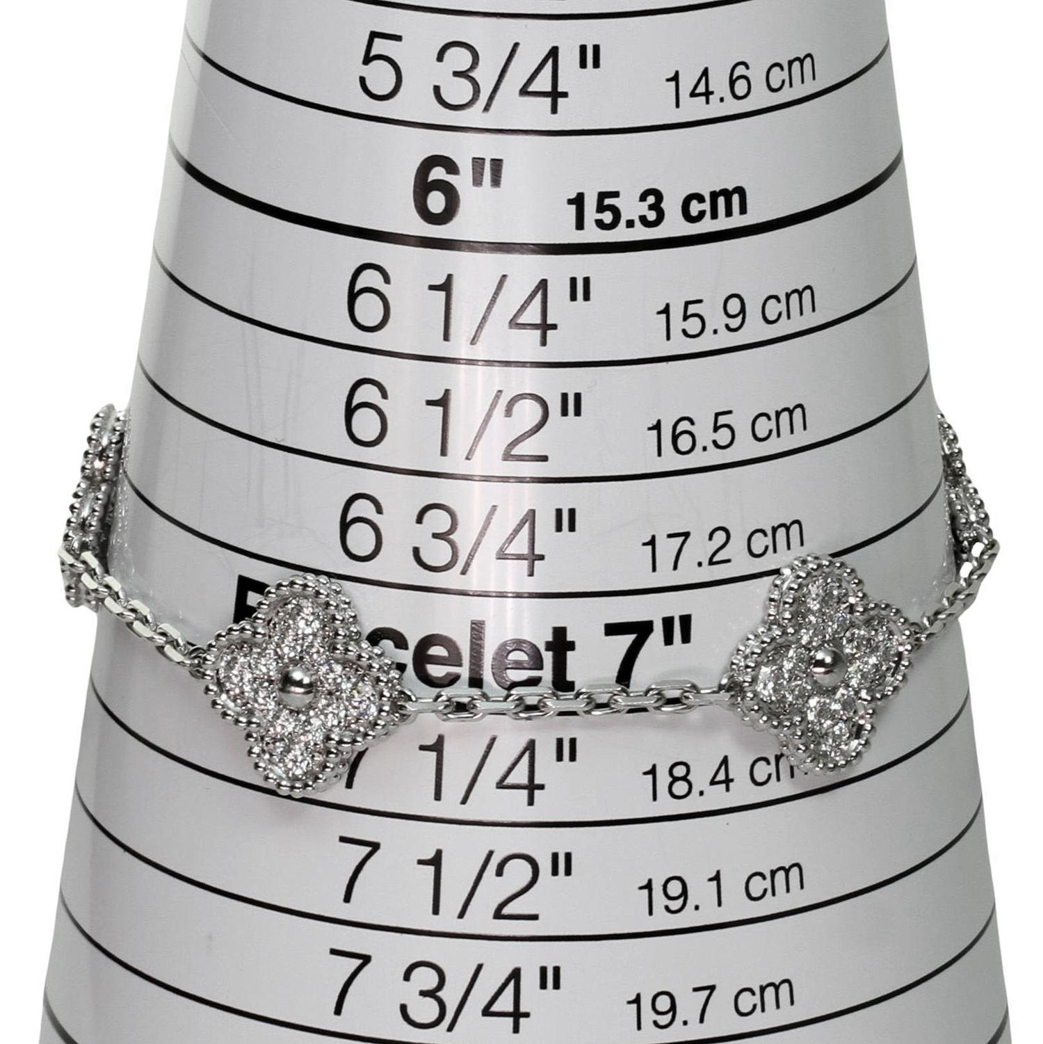 Women's or Men's VAN CLEEF & ARPELS Alhambra Diamond 18k White Gold 5 Motif Bracelet For Sale