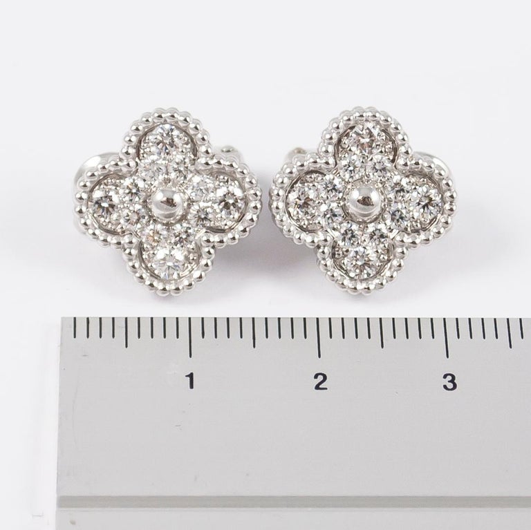 Van Cleef and Arpels Alhambra Diamond Earrings at 1stDibs van cleef