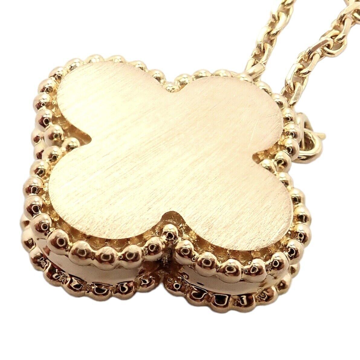 Brilliant Cut Van Cleef & Arpels Alhambra Diamond Grey Mother of Pearl Rose Gold Necklace