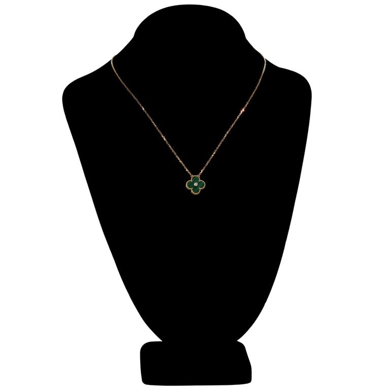 Van Cleef & Arpels Alhambra Diamond Malachite Limited Edition Necklace In Excellent Condition For Sale In New York, NY