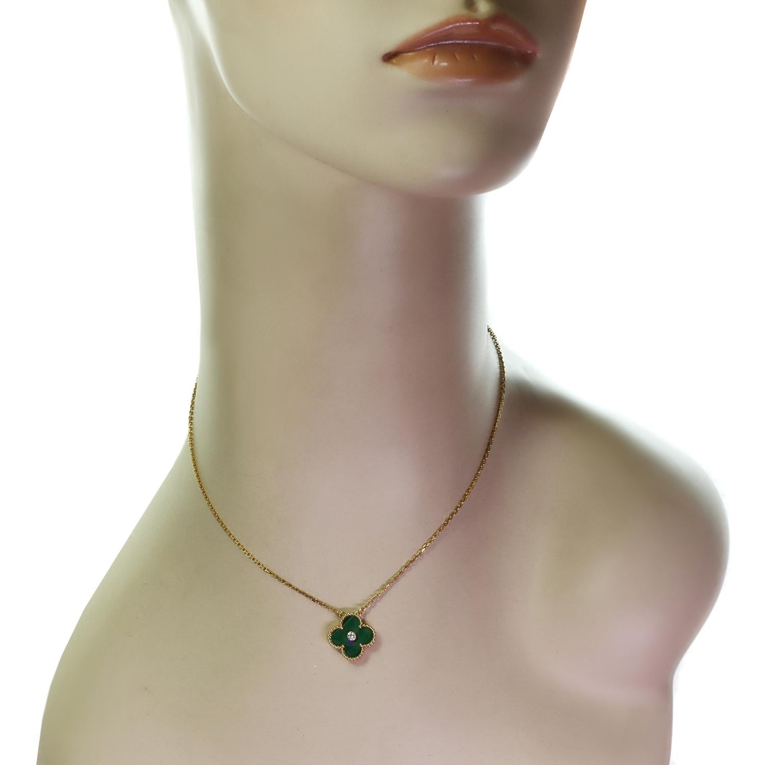 Van Cleef & Arpels Alhambra Diamond Malachite Limited Edition Necklace 1