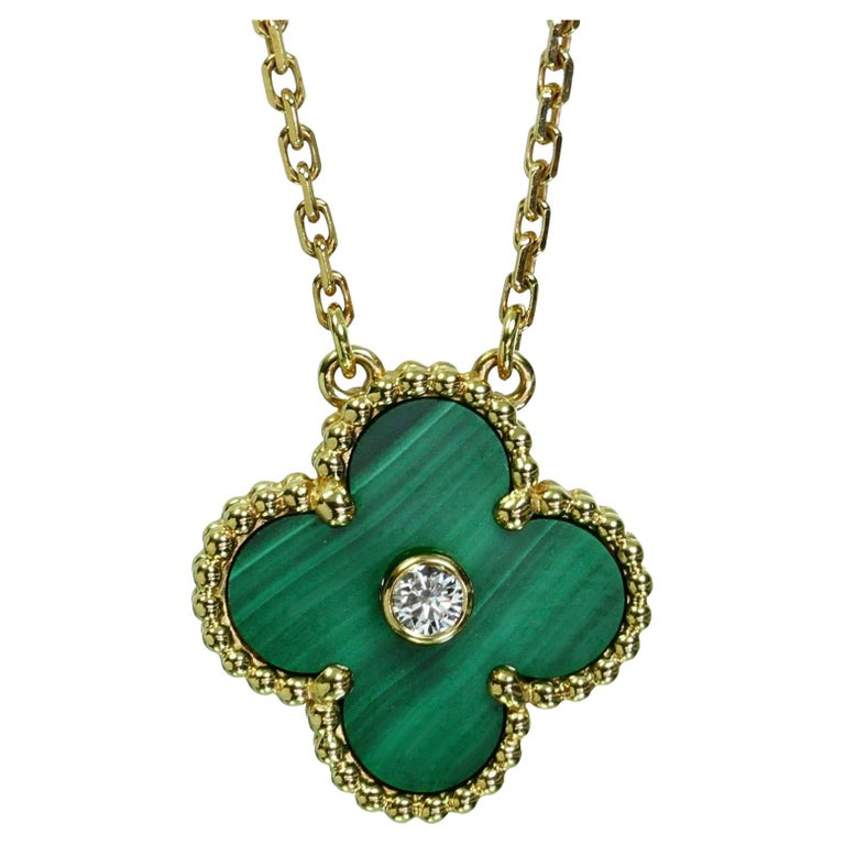 Van Cleef & Arpels Alhambra Diamond Malachite Limited Edition Necklace For Sale