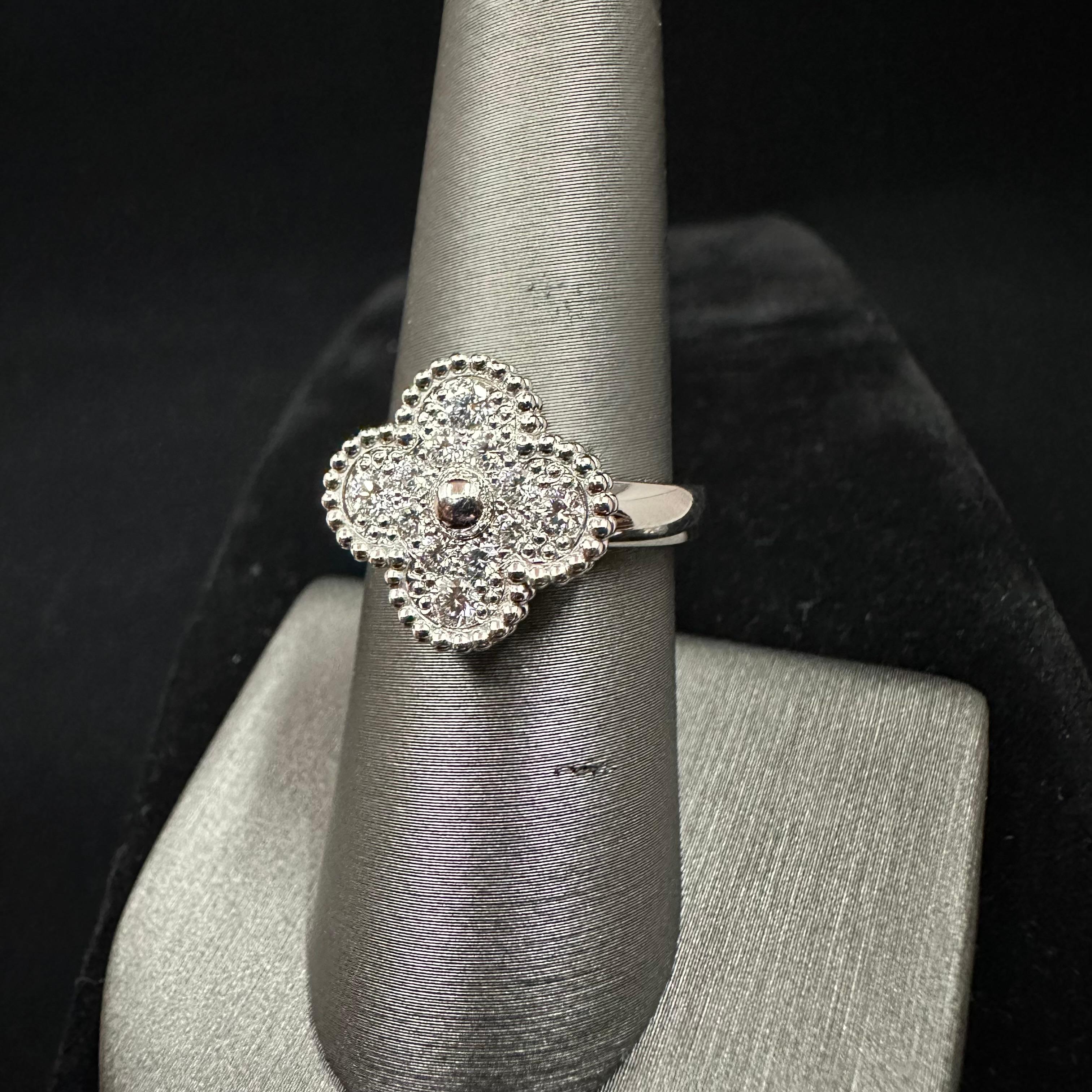 Van Cleef & Arpels Alhambra Diamond Ring In Excellent Condition For Sale In Beverly Hills, CA