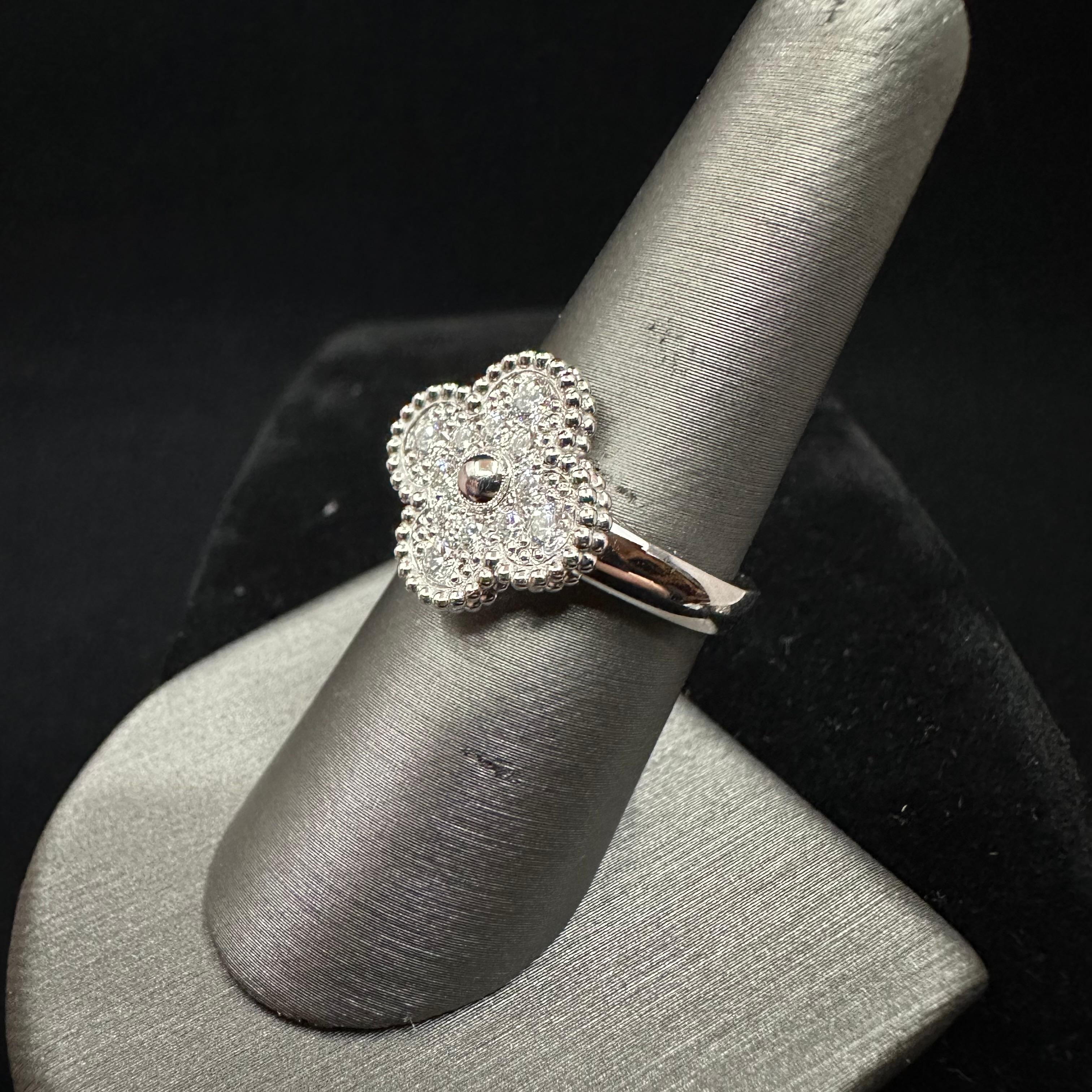 Women's or Men's Van Cleef & Arpels Alhambra Diamond Ring For Sale