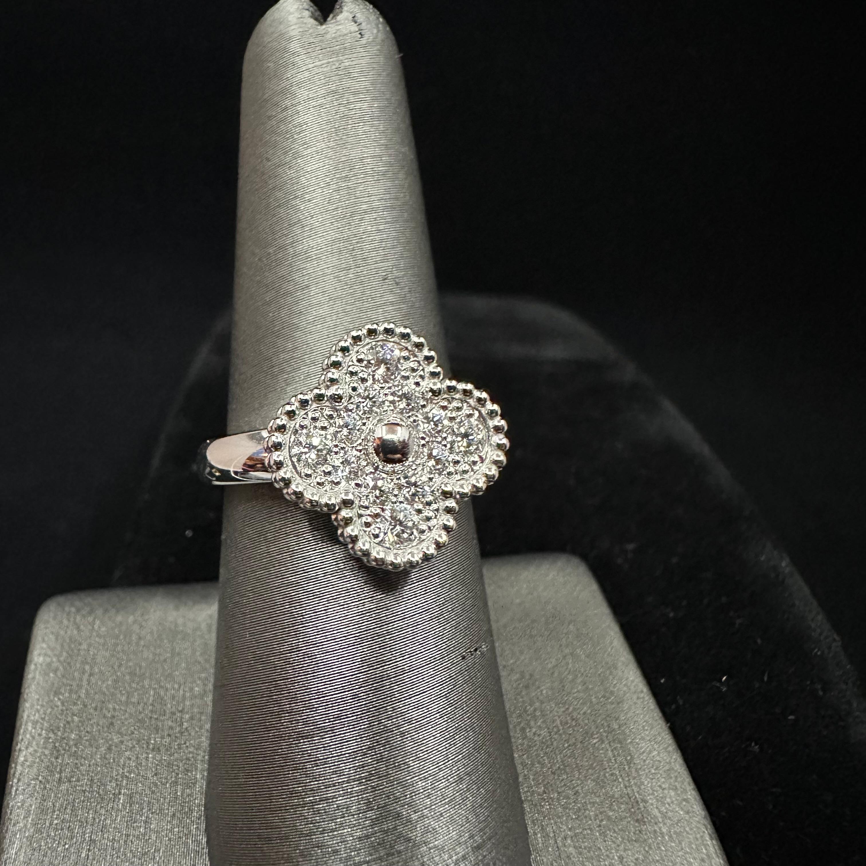 Van Cleef & Arpels Alhambra Diamond Ring For Sale 1