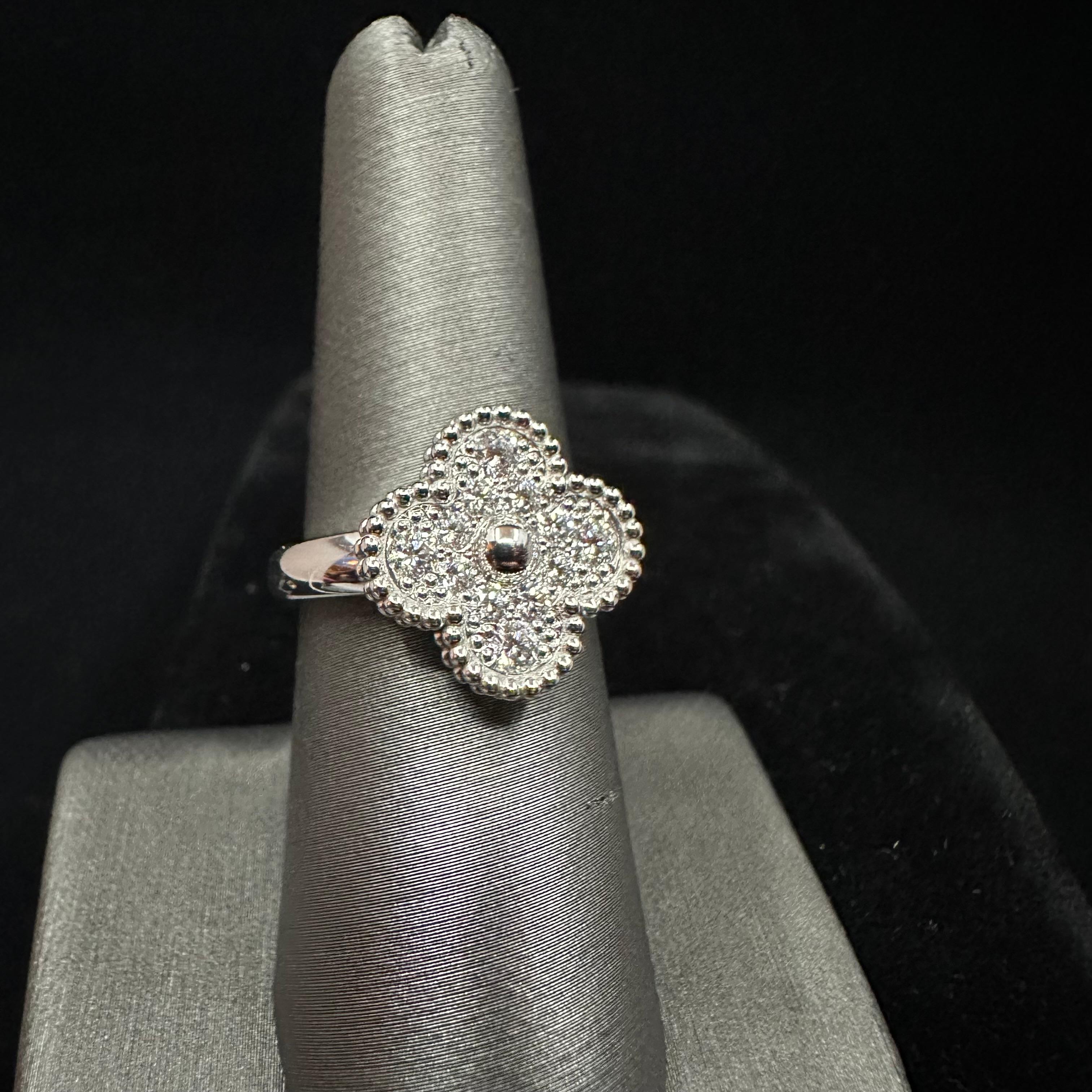 Van Cleef & Arpels Alhambra Diamond Ring For Sale 2