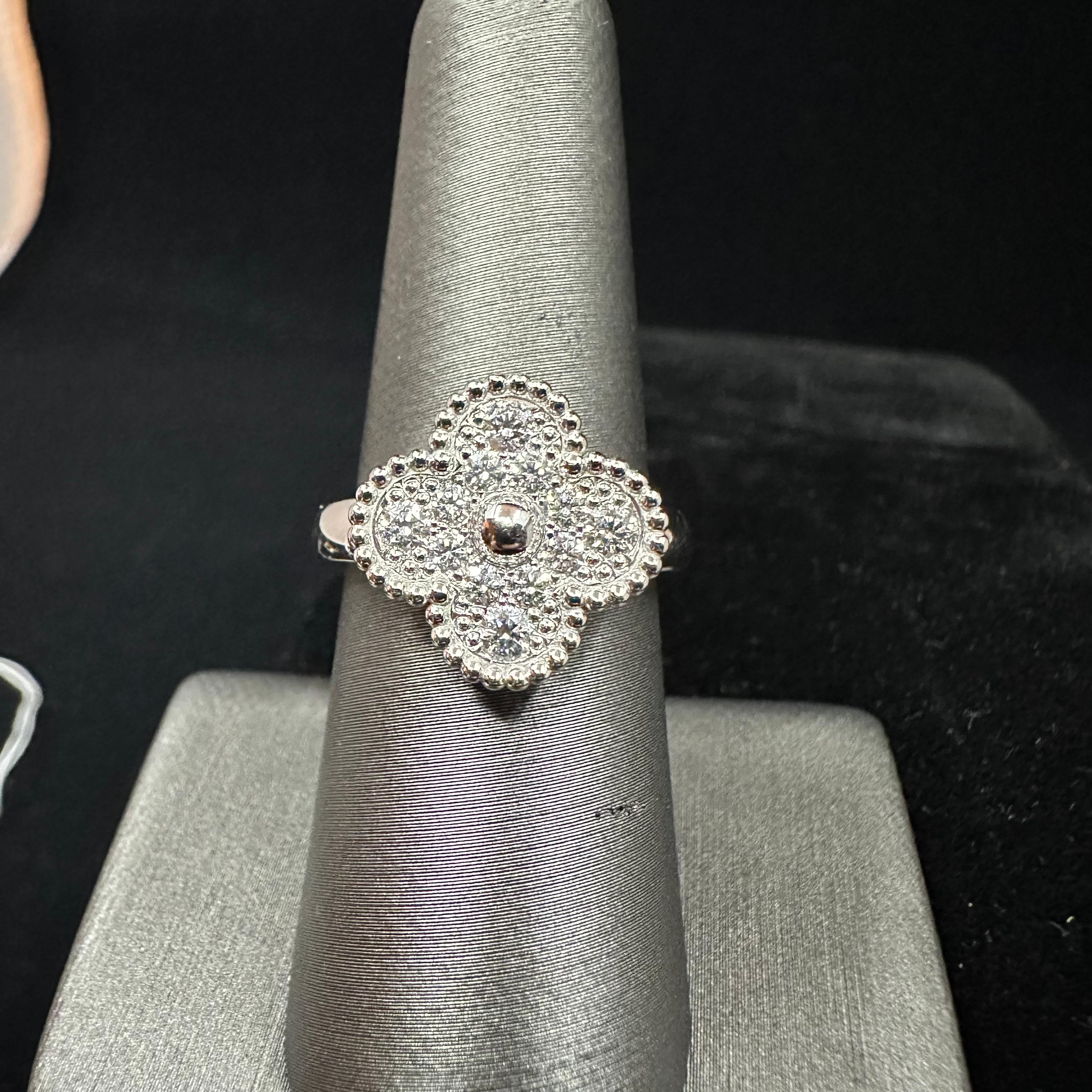 Van Cleef & Arpels Alhambra Diamond Ring For Sale 3