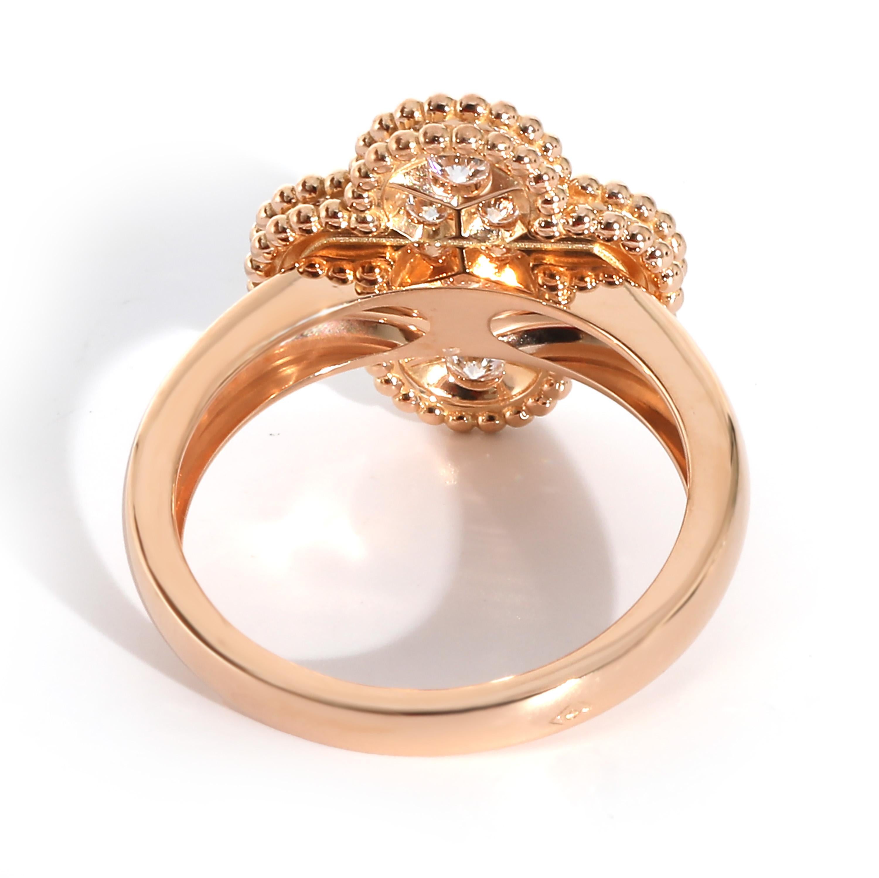 Van Cleef & Arpels Alhambra Diamond Ring in 18k Rose Gold 0.48 CTW

PRIMARY DETAILS
SKU: 132392
Listing Title: Van Cleef & Arpels Alhambra Diamond Ring in 18k Rose Gold 0.48 CTW
Condition Description: Launched in 1968, the Alhambra collection from