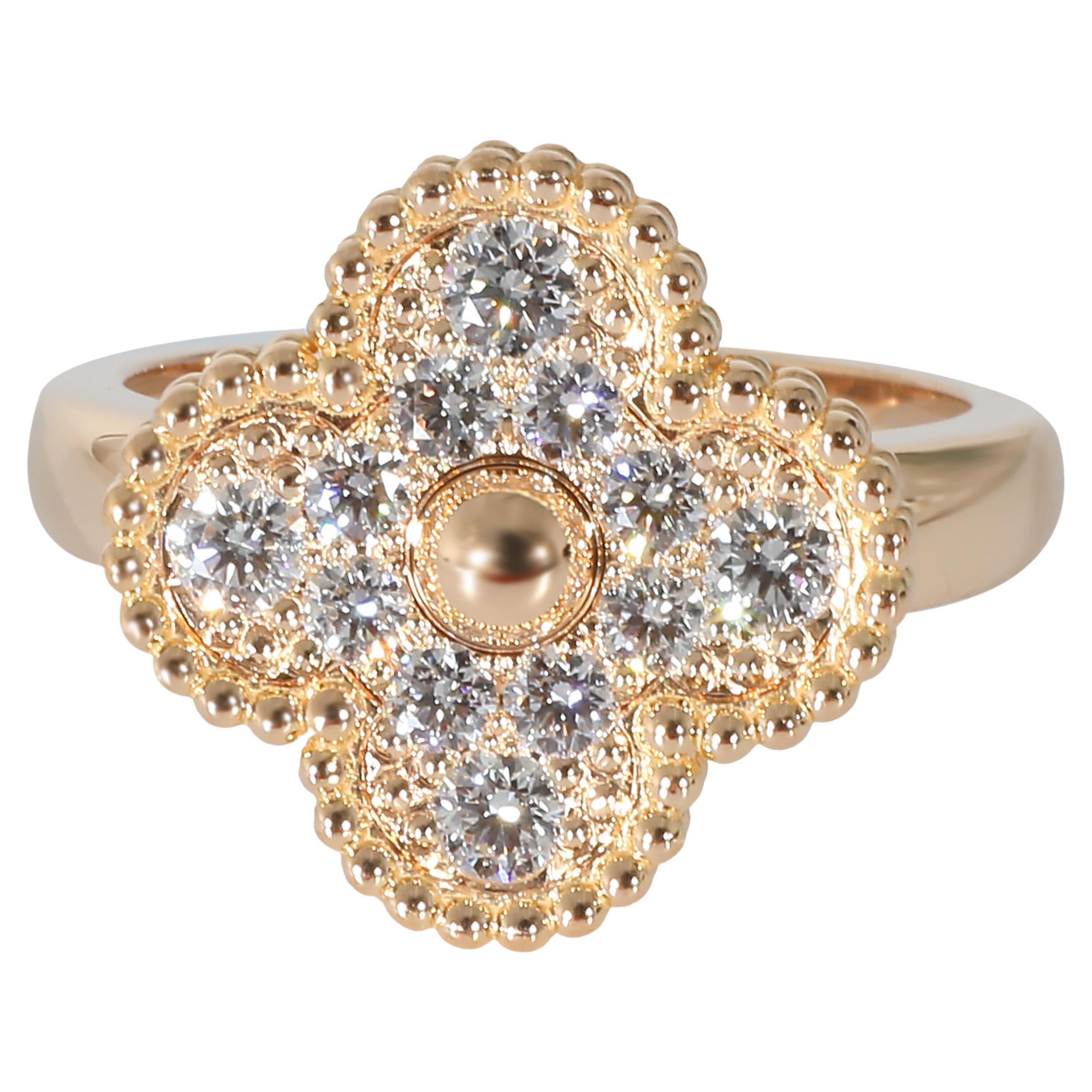 Van Cleef & Arpels Alhambra Diamond Ring in 18k Rose Gold 0.48 CTW For Sale