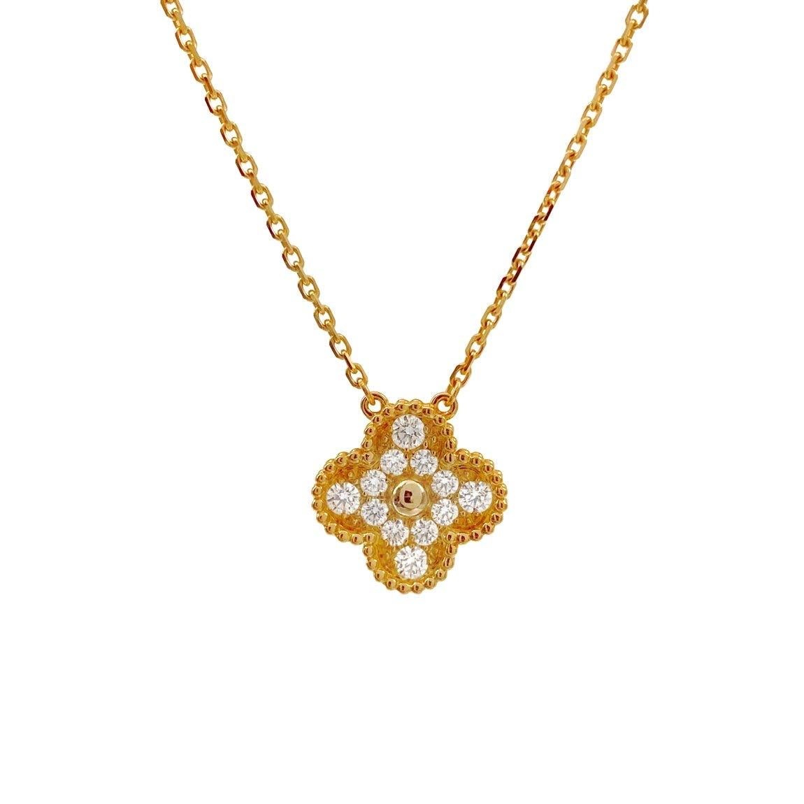 Van Cleef & Arpels Alhambra Diamond Rose Gold Pendant Necklace 4