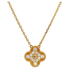 Van Cleef & Arpels Alhambra Diamond Rose Gold Pendant Necklace