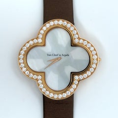 Van Cleef & Arpels Alhambra Diamantuhr 18k Roségold Satinarmband