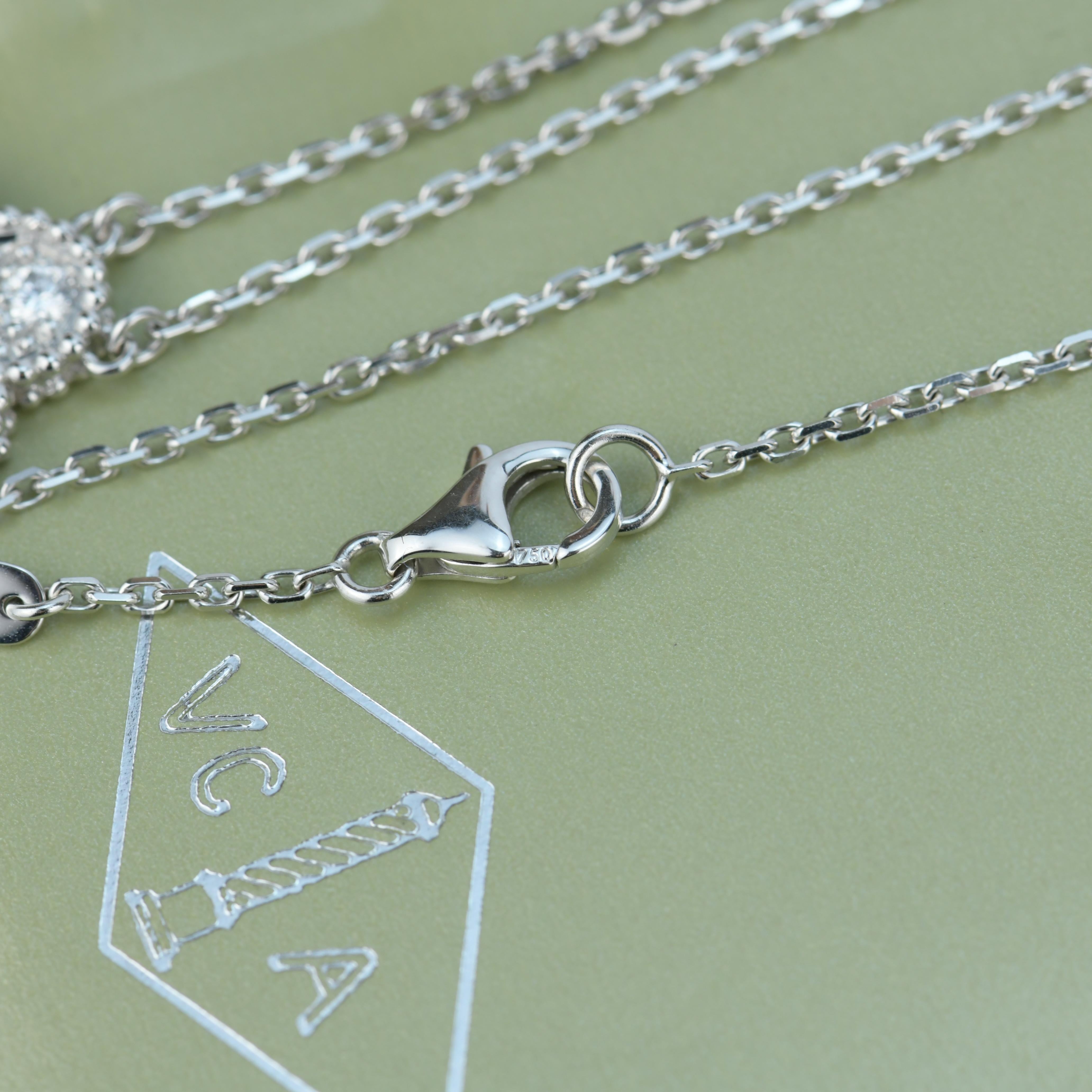 Women's or Men's Van Cleef & Arpels Alhambra Diamond White Gold Pendant Necklace