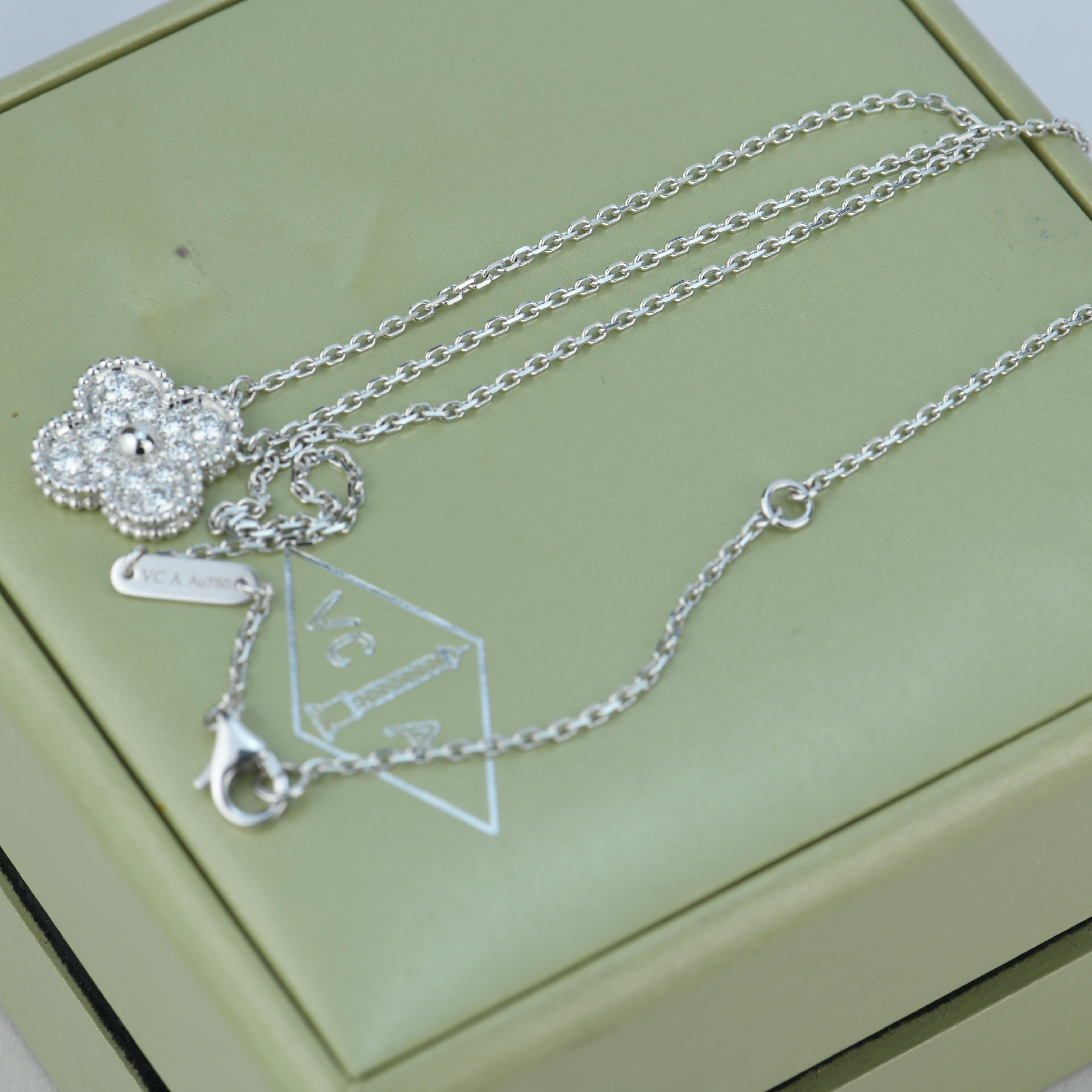 Van Cleef & Arpels Alhambra Diamond White Gold Pendant Necklace 1