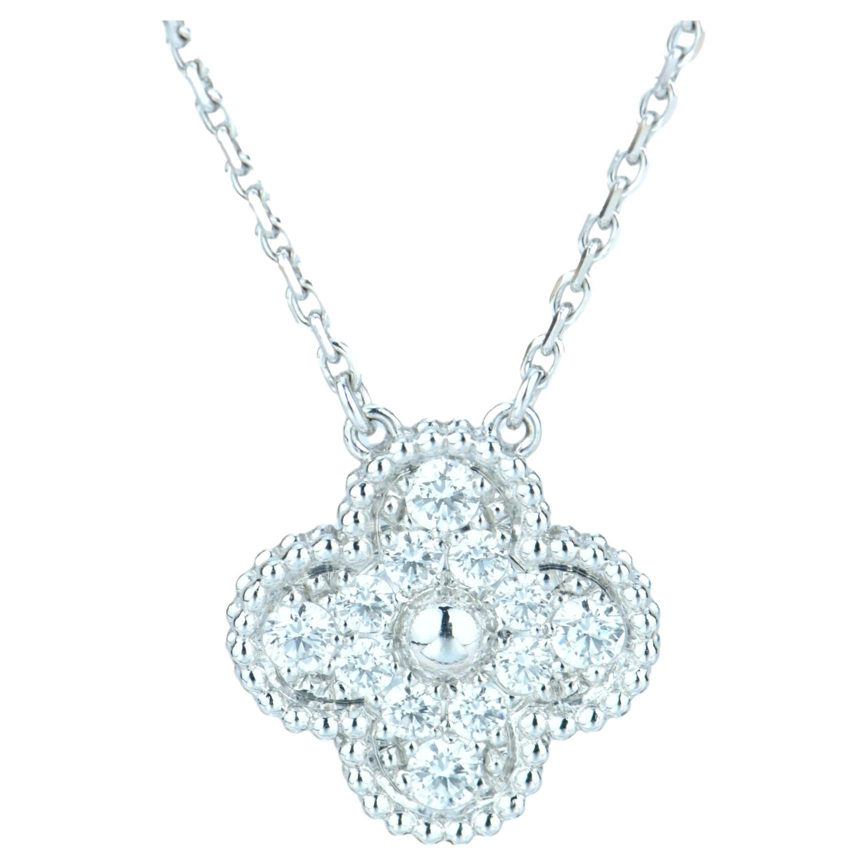 Van Cleef & Arpels Alhambra Diamond White Gold Pendant Necklace