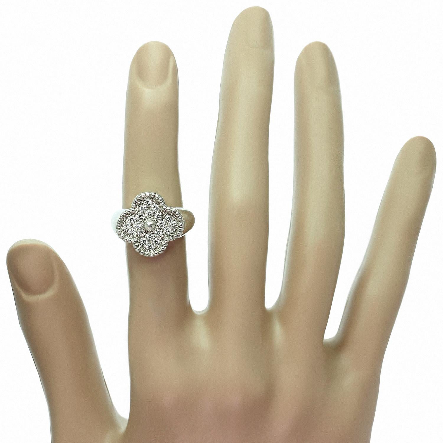 Women's Van Cleef & Arpels Alhambra Diamond White Gold Ring