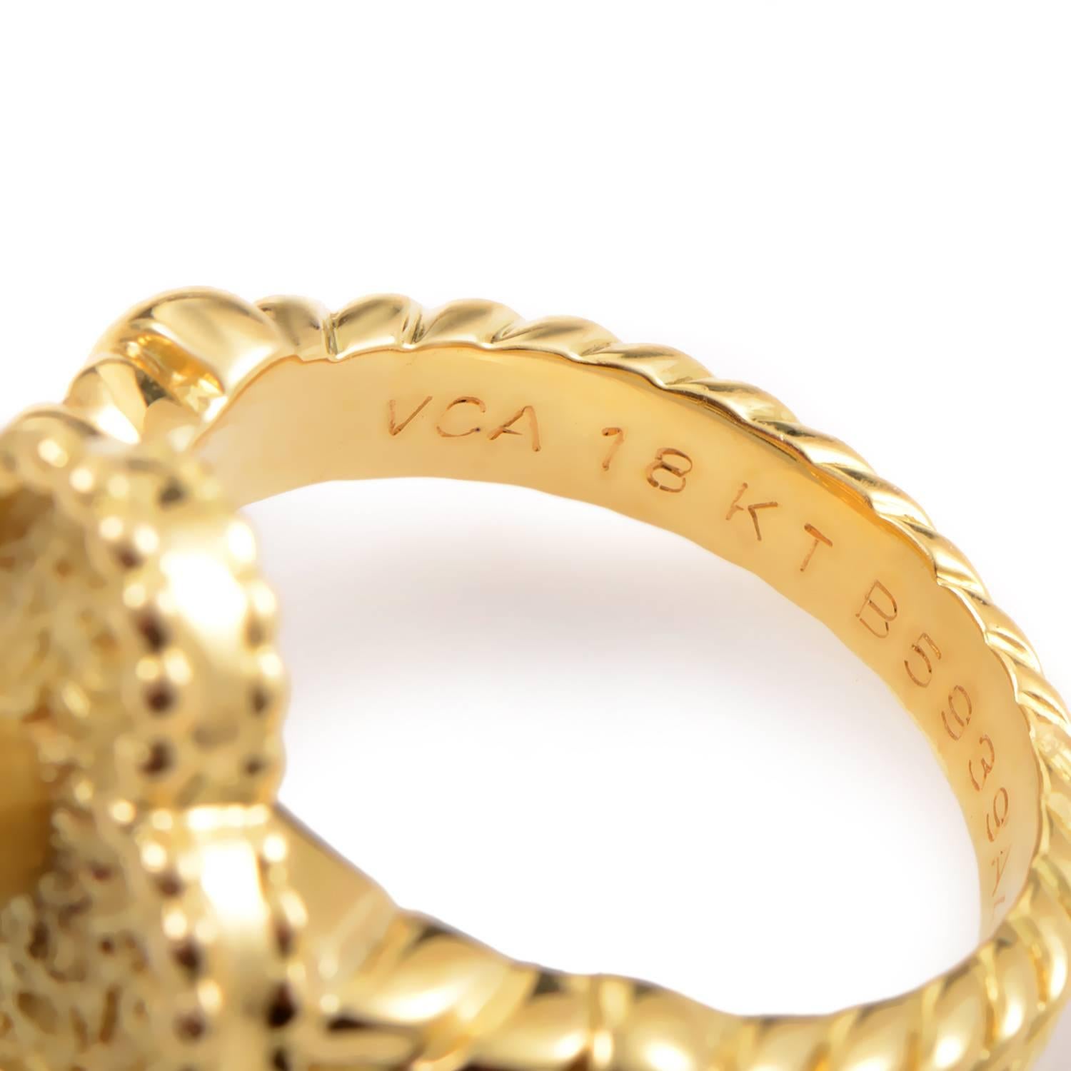 Van Cleef & Arpels Alhambra Diamond Yellow Gold Ring In Excellent Condition In Southampton, PA