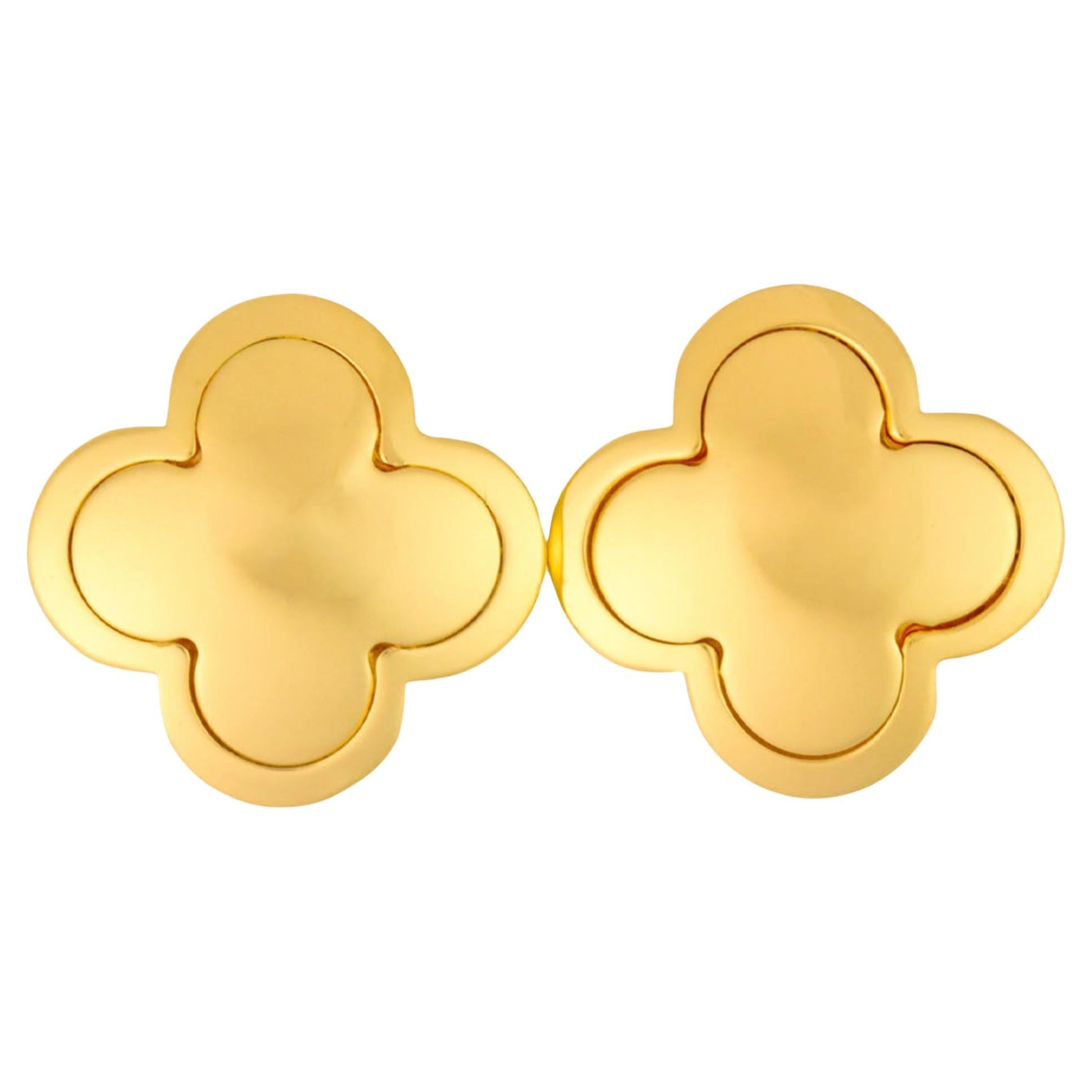 Van Cleef & Arpels Alhambra Earrings in 18K Yellow Gold For Sale