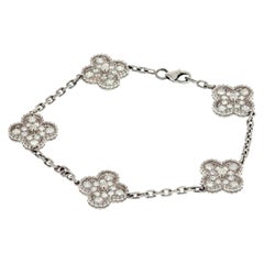 Vintage Van Cleef & Arpels Alhambra Five Motif Diamond Alhambra Bracelet