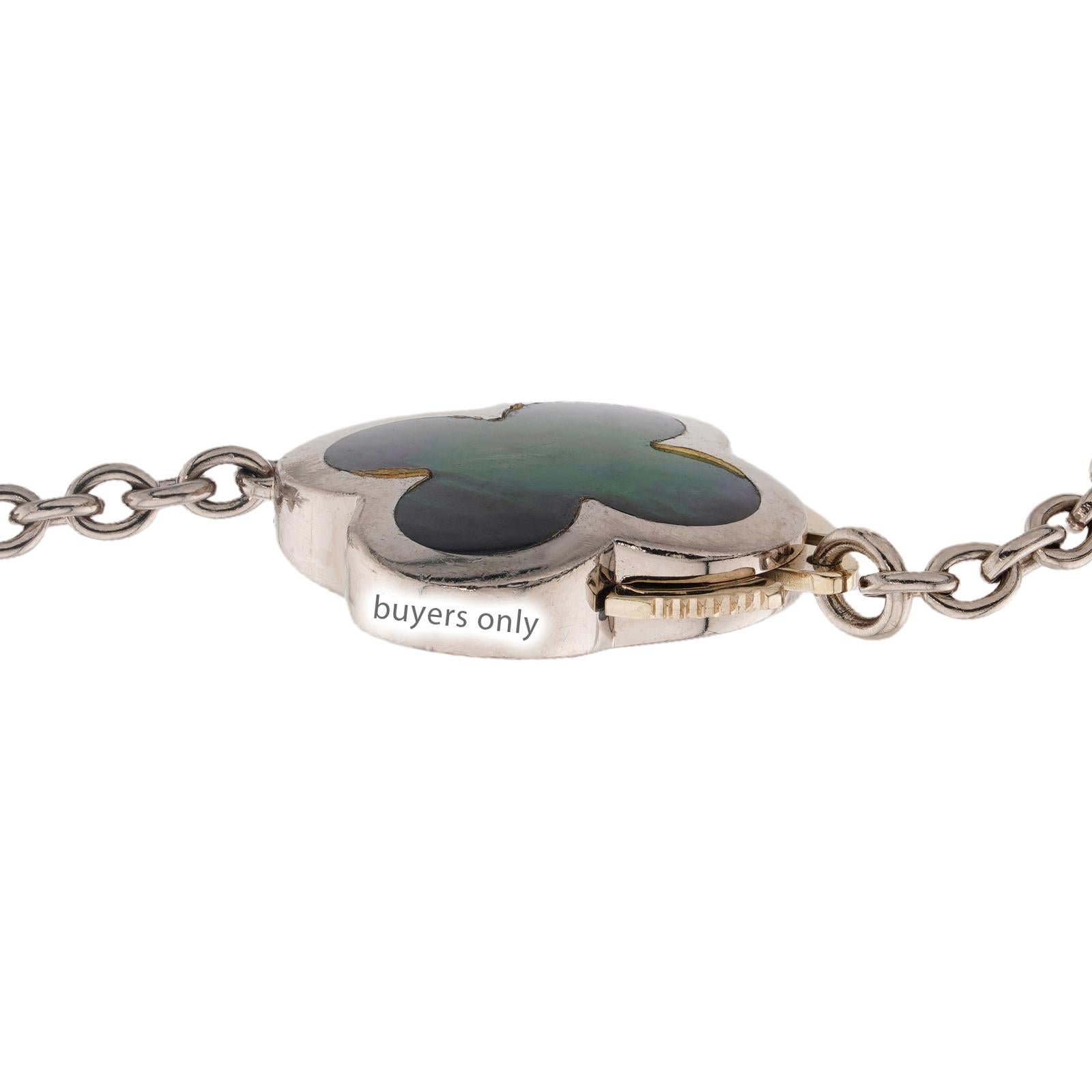 VAN CLEEF & ARPELS Alhambra Gray Mother-of-Pearl White Gold 14 Motif Necklace For Sale 6