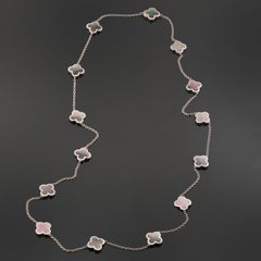 VAN CLEEF & ARPELS Alhambra Gray Mother-of-Pearl White Gold 14 Motif Necklace