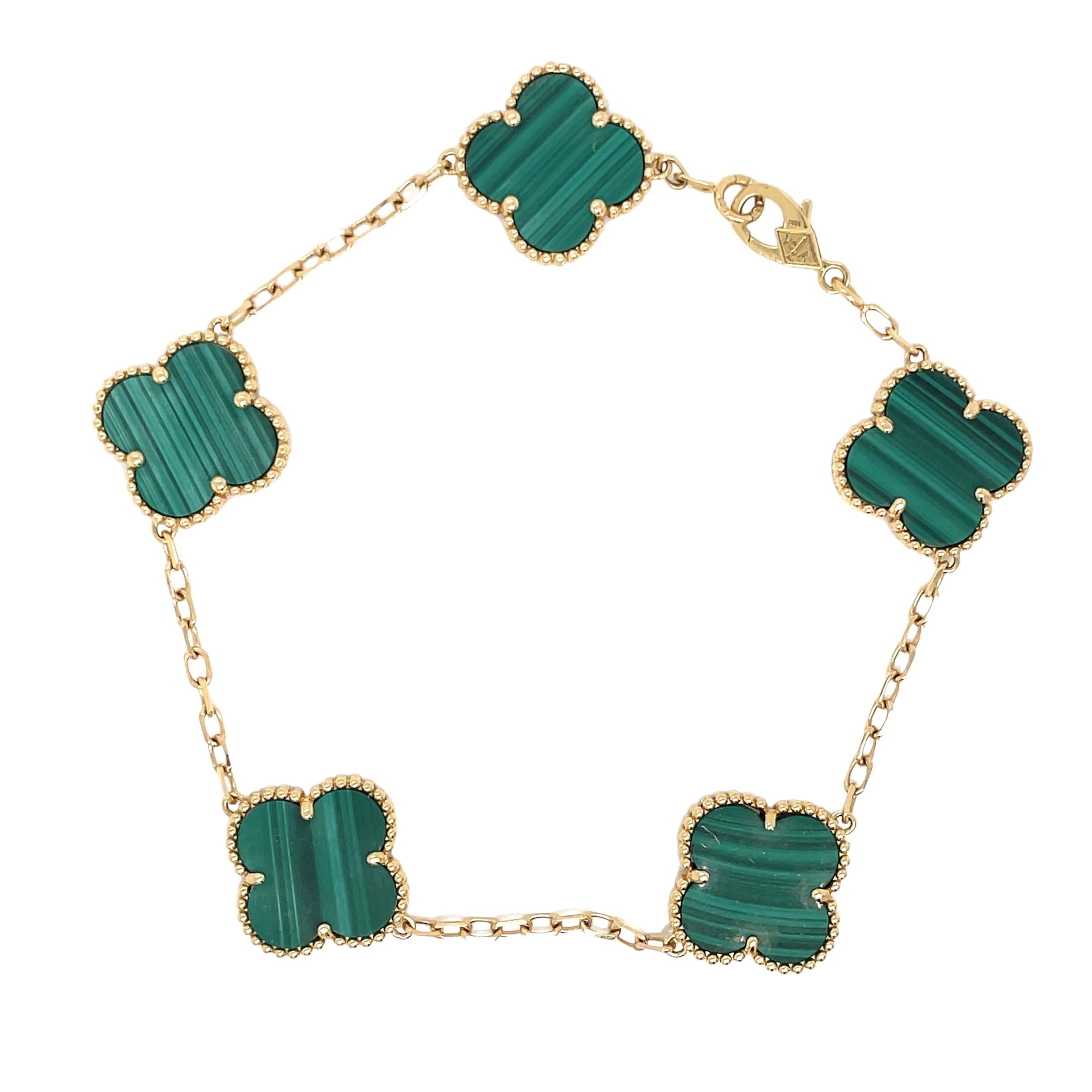 Van Cleef & Arpels Bracelet Alhambra en or et malachite verte