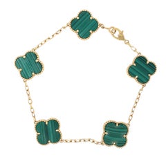Used Van Cleef & Arpels Alhambra Green Malachite Gold Bracelet