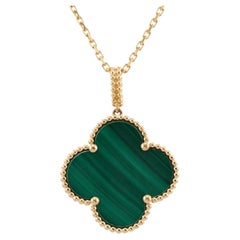VAN CLEEF & ARPELS Alhambra Green Malachite Yellow Gold Pendant Necklace