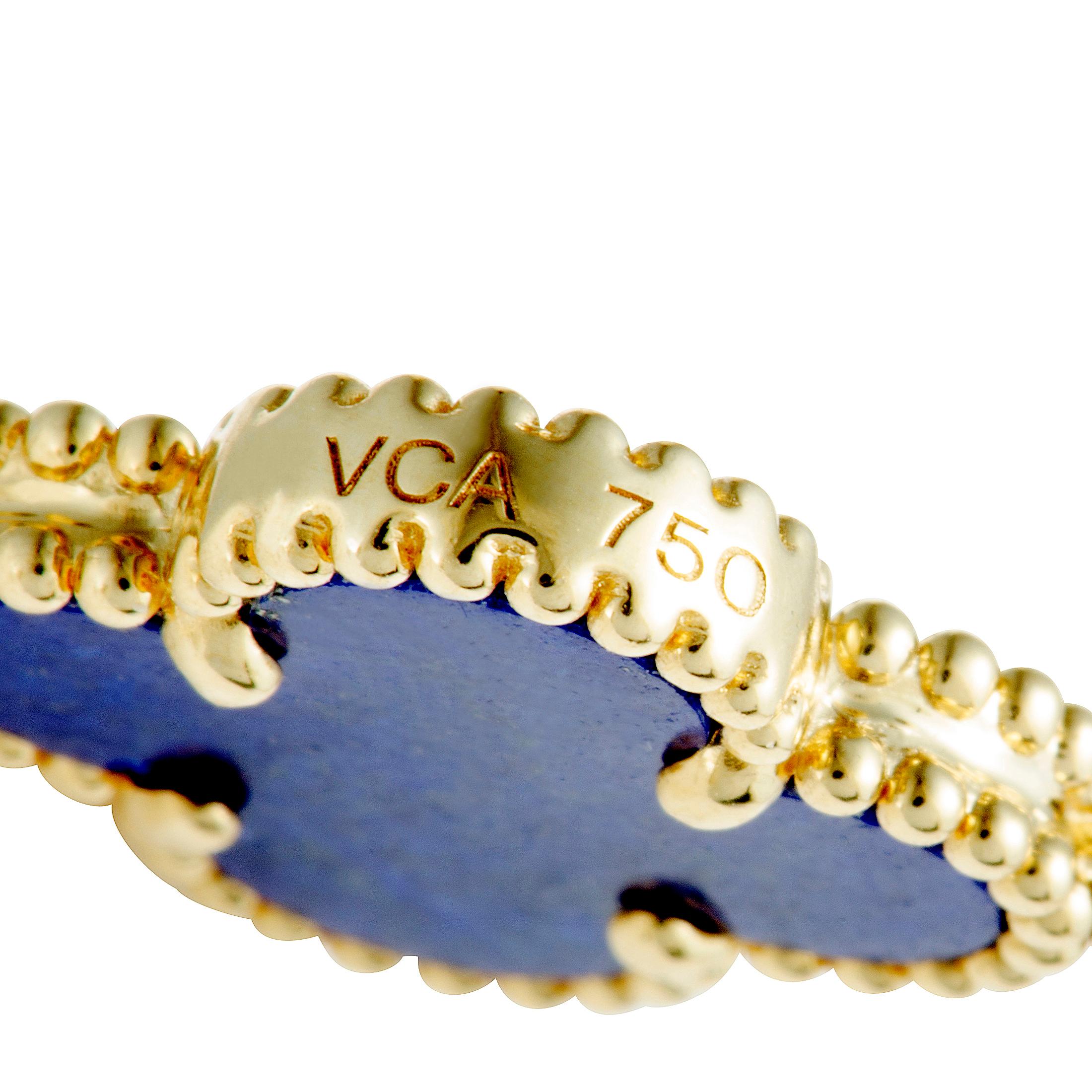 Women's Van Cleef & Arpels Alhambra Lapis Lazuli Yellow Gold 20-Motif Necklace