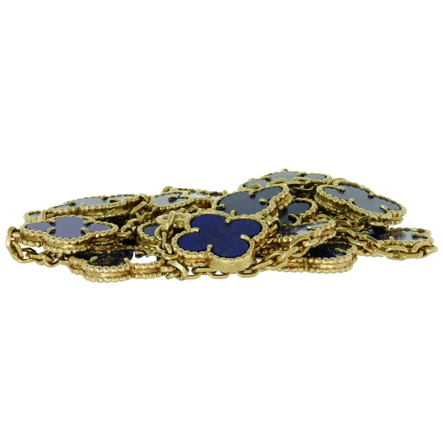 VAN CLEEF & ARPELS Alhambra 20 Motifs Lapis Lazuli 18k YG VCA Certified Necklace For Sale 5