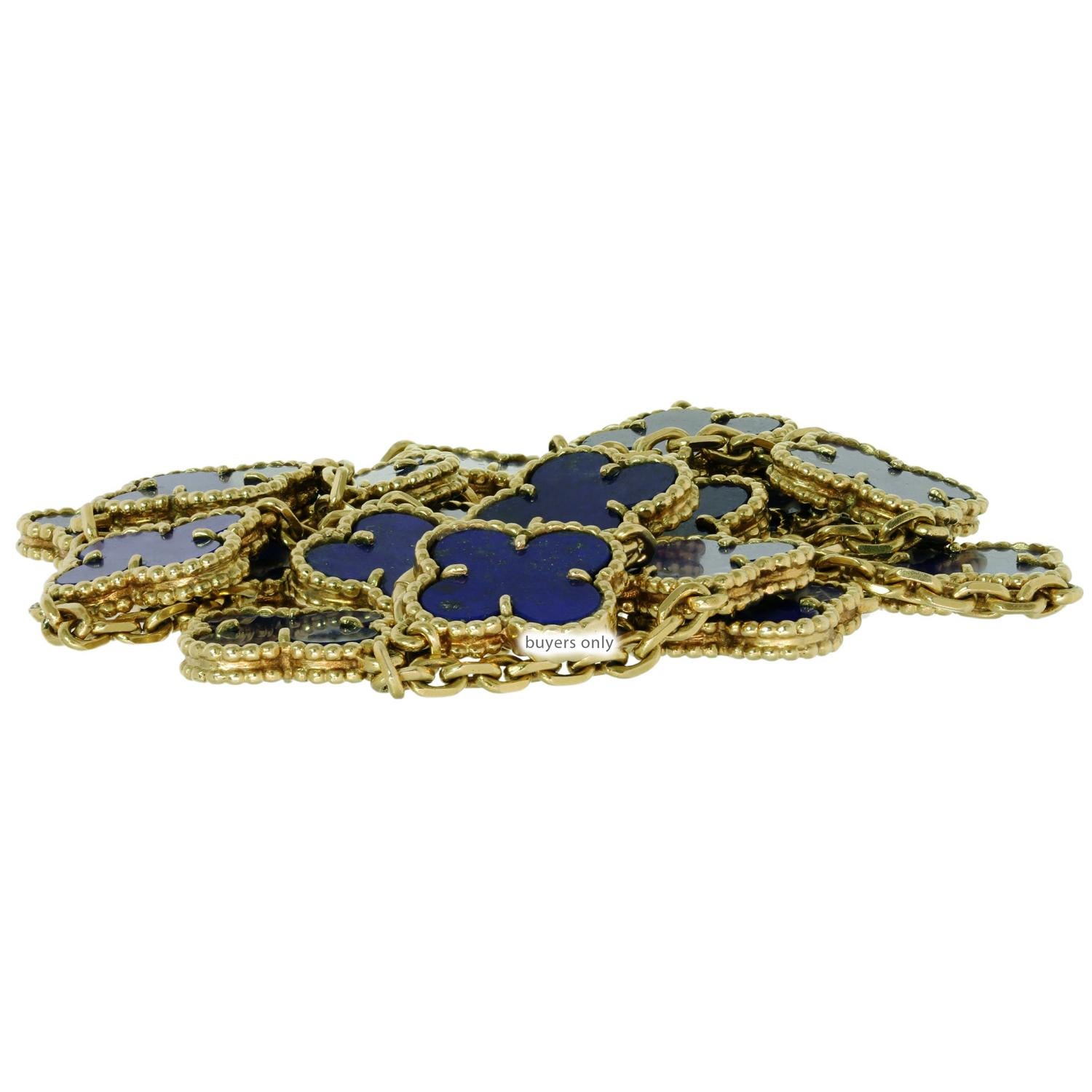 VAN CLEEF & ARPELS Alhambra 20 Motifs Lapis Lazuli 18k YG VCA Certified Necklace For Sale 4