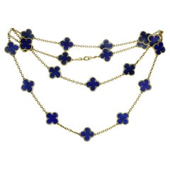 VAN CLEEF & ARPELS Alhambra Lapis Lazuli Yellow Gold Certified Necklace