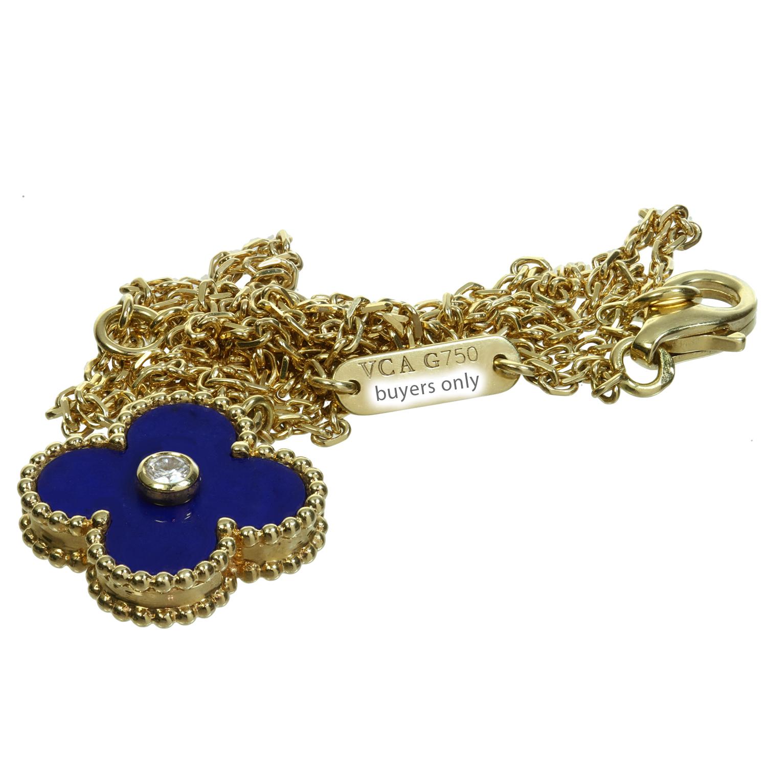 Van Cleef & Arpels Alhambra Limited Edition Lapis Lazuli Halskette Box Papiere 4