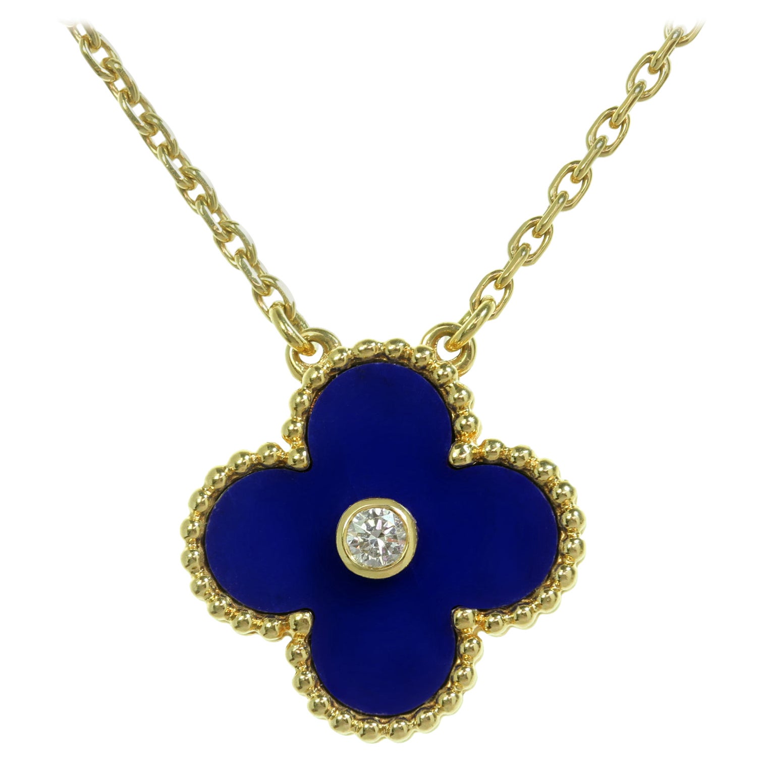 Van Cleef & Arpels Alhambra Limited Edition Lapis Lazuli Halskette Box Papiere