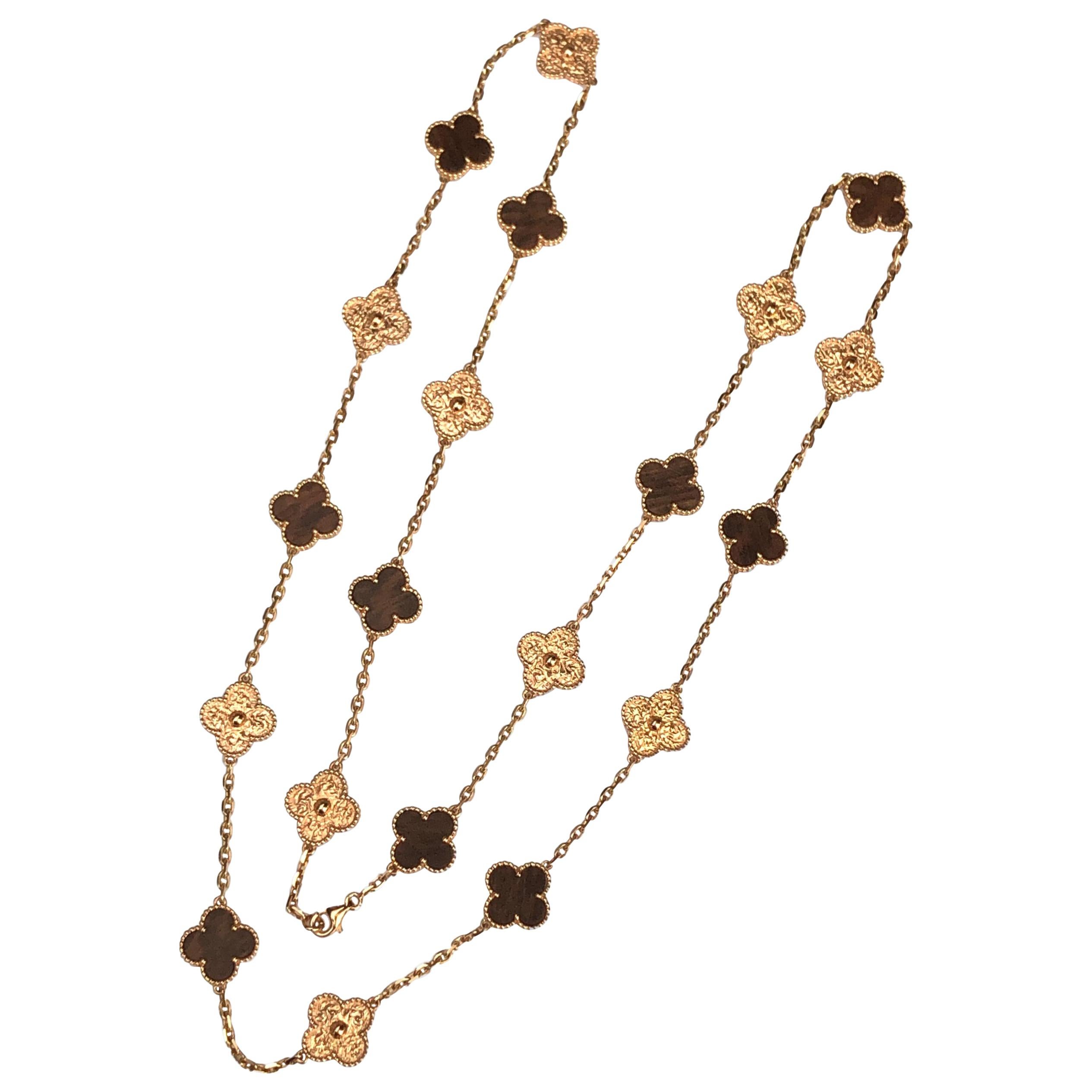 Van Cleef & Arpels Alhambra Limited Edition Letterwood 18k 20 Motif Necklace