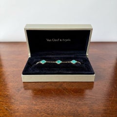 Van Cleef & Arpels Alhambra Malachite 18K Gold Suite Necklace Bracelet Earrings