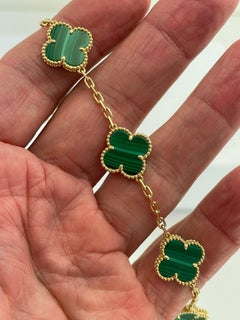 Van Cleef & Arpels Alhambra - Bracciale in oro giallo con malachite 7"
