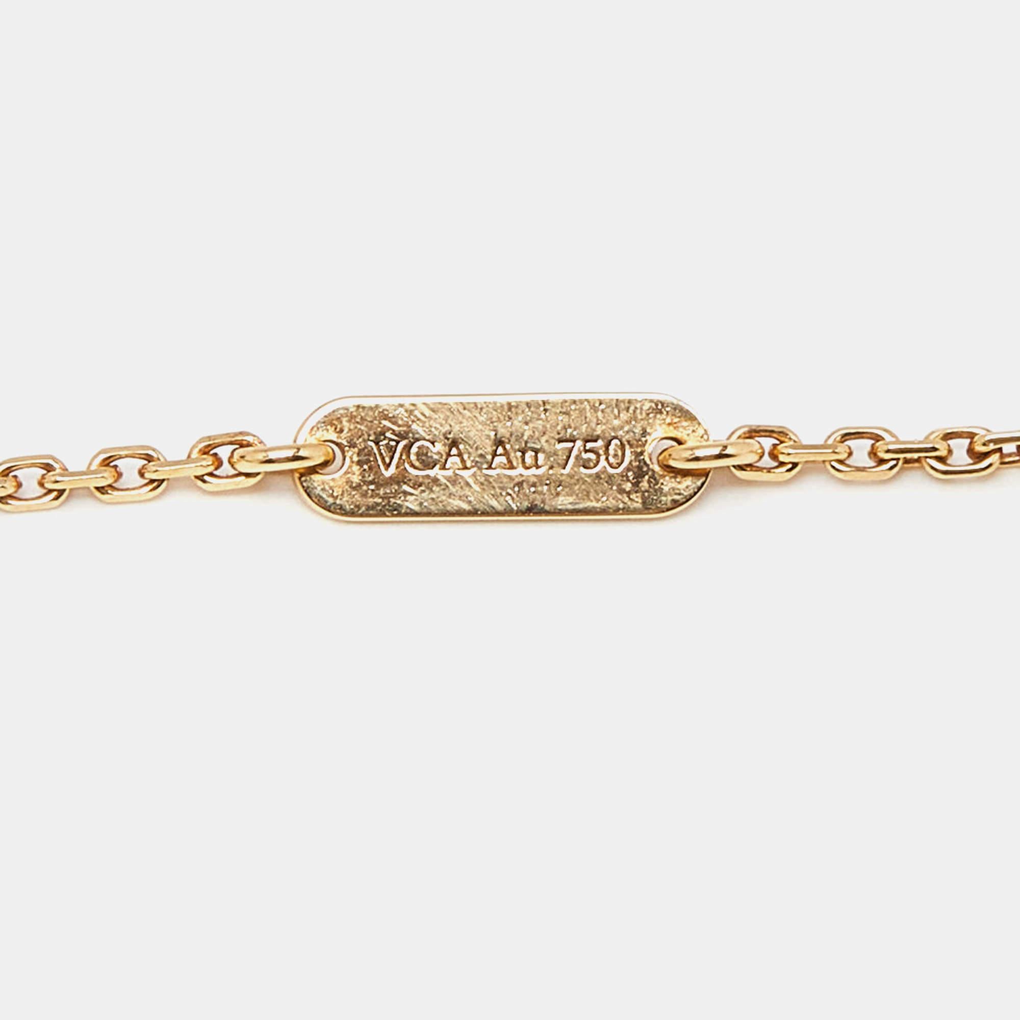 Women's Van Cleef & Arpels Alhambra Mother of Pearl 18k Yellow Gold Pendant Necklace