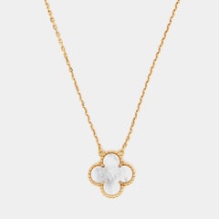 Van Cleef & Arpels Alhambra Mother of Pearl 18k Yellow Gold Pendant Necklace