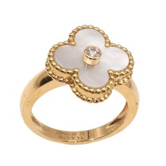 Van Cleef & Arpels Alhambra Mother of Pearl Diamond 18K Gold Ring
