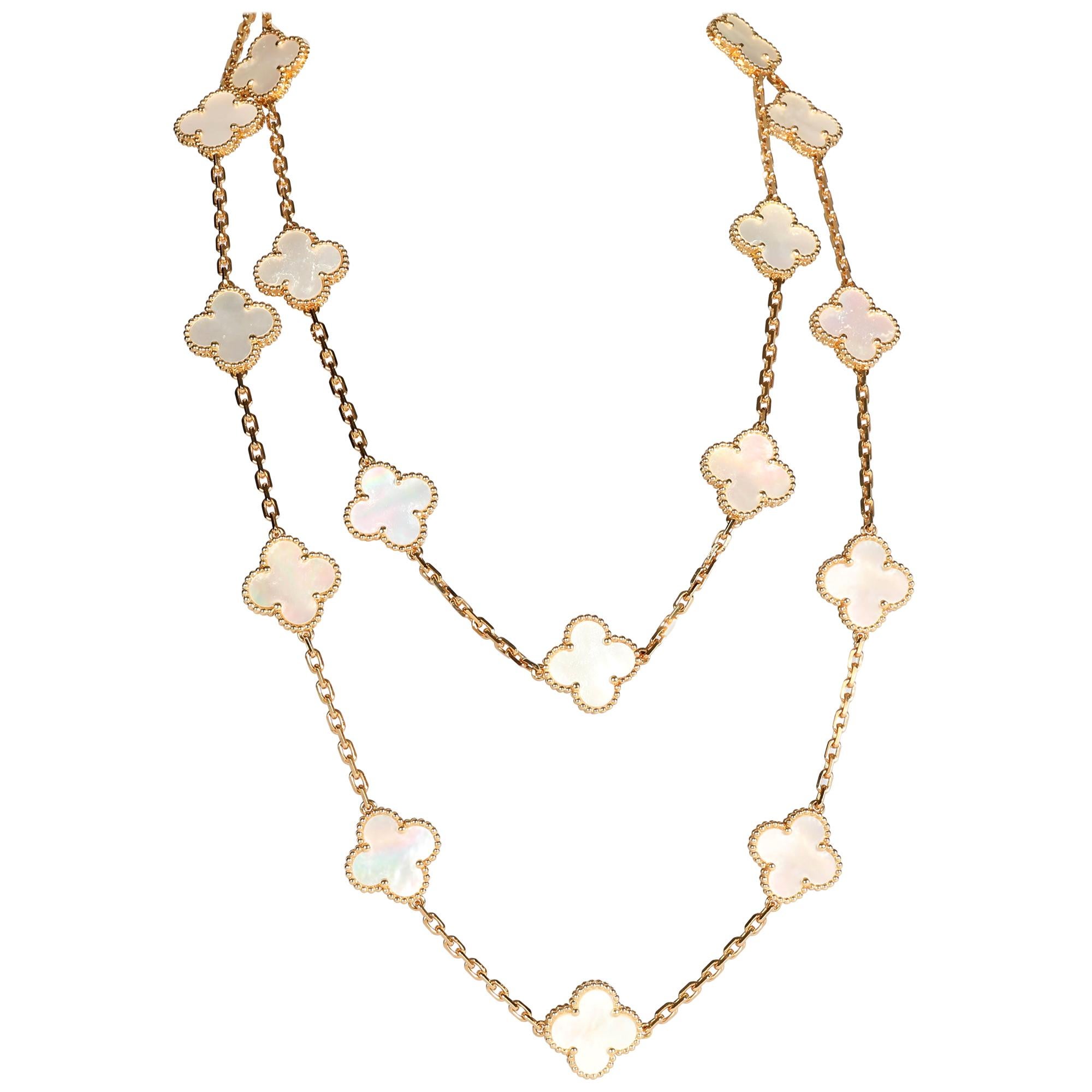 Van Cleef 
Arpels Alhambra Mother of Pearl Necklace in 18 Karat Yellow Gold